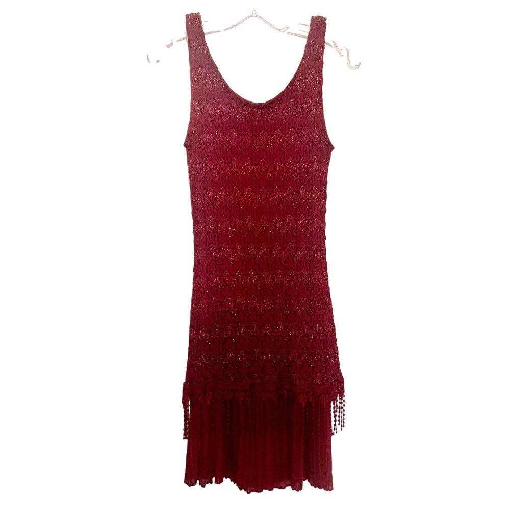 VINTAGE CARINA BURGUNDY STRAIGHT LINE COCKTAIL PARTY DRESS SIZE LARGE